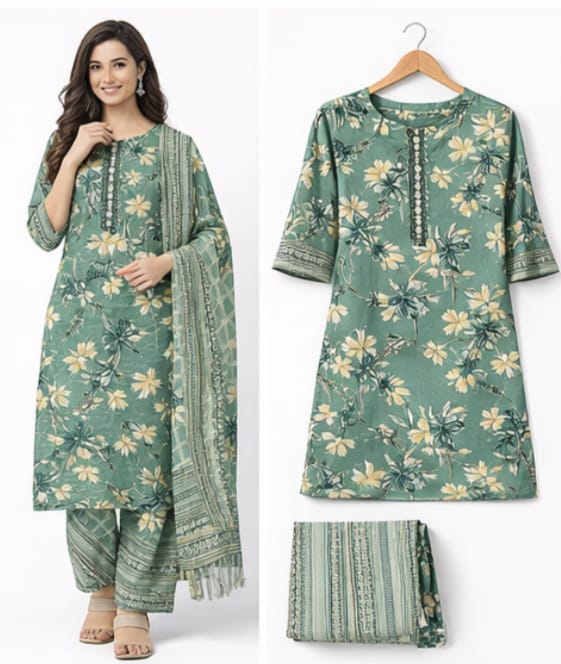 Women Floral Printed Kurta Pant Dupatta Set | Stylish Ethnic 3 Piece Set | Daily & Festive Wear