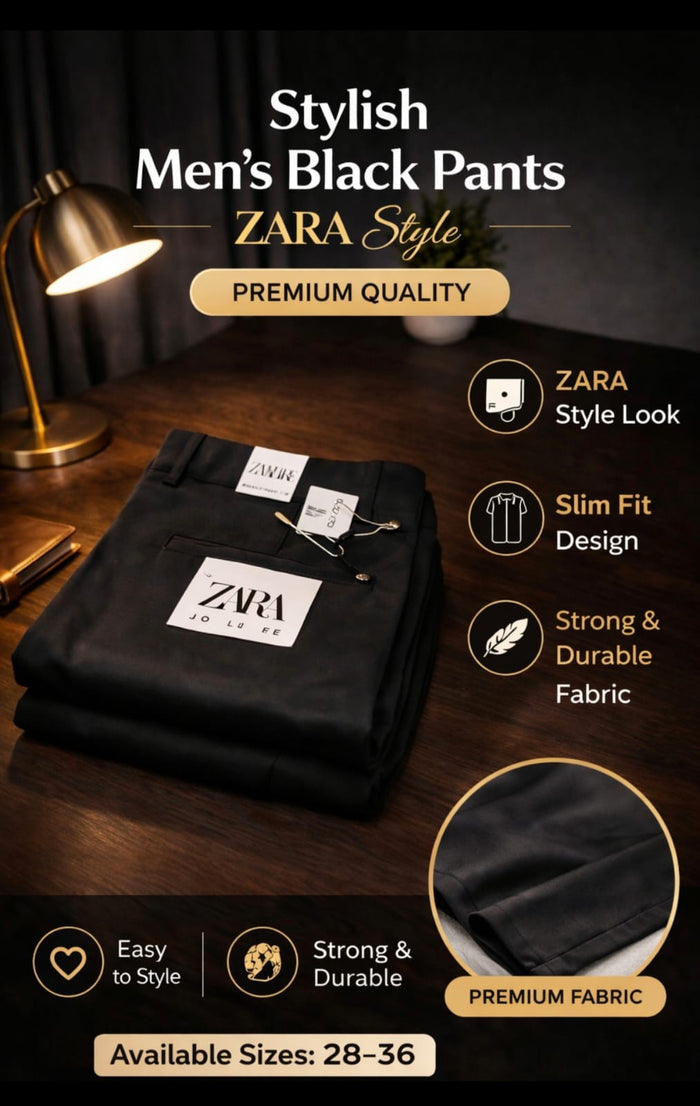 Menβs Formal Pants (White & Black) | Premium Slim Fit Trousers (28β34) | Zara Style