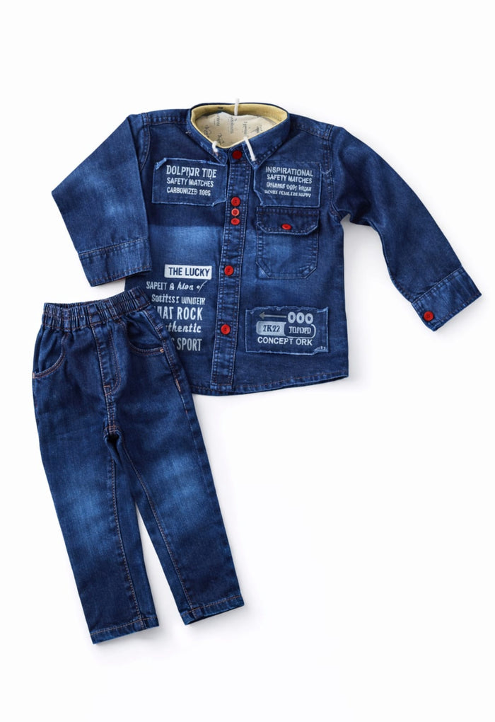 Kids Denim Jacket & Jeans Set | Stylish Boys Co-ord Outfit | Premium Casual Wear (2β6 Years)