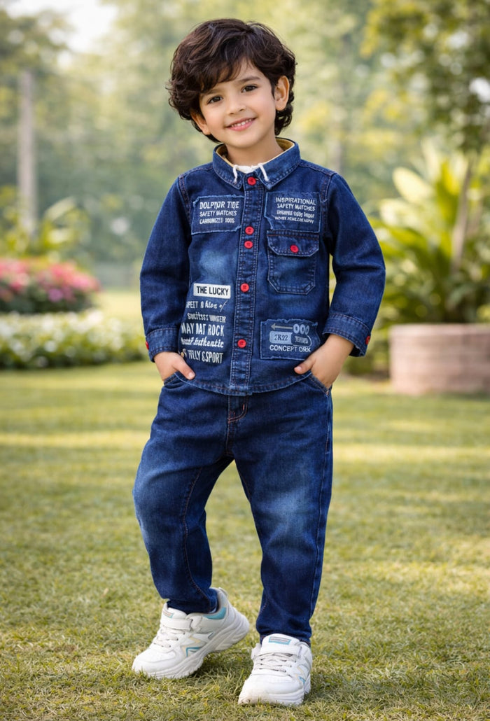Kids Denim Jacket & Jeans Set | Stylish Boys Co-ord Outfit | Premium Casual Wear (2β6 Years)