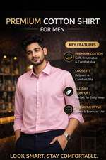 Men’s Premium Cotton Loose Fit Shirt | Solid Blue Casual Shirt for Men | Comfortable Daily Wear Shirt