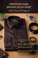 Men Premium Grey Satin Shirt | Japanese Satin Fabric | Partywear Stylish Shirt for Men | Full Sleeve Regular Fit