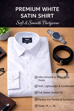 Men Premium Grey Satin Shirt | Japanese Satin Fabric | Partywear Stylish Shirt for Men | Full Sleeve Regular Fit