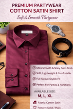 Premium Japanese Satin Partywear Shirt for Men | Ultra Smooth & Shiny Finish | Stylish Solid Shirt