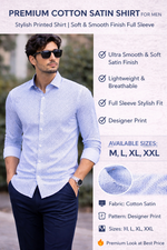 Premium Partywear Cotton Satin Shirt for Men | Stylish Printed Shirt | Soft & Smooth Finish