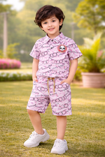Kids Stylish Printed Shirt & Shorts Co-ord Set | Premium Cotton Casual Wear for Boys | Summer Outfit (2–6 Years)