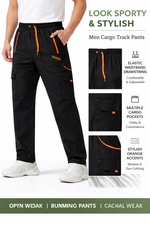 Men Navy Blue Cargo Track Pants | 4 Way Lycra Stretch | Gym & Casual Wear | Multiple Pocket Lower
