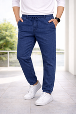 Men Elastic Waist Denim Cargo Jeans | Stretchable Casual Pants | Multi Colour Regular Fit Jeans for Men