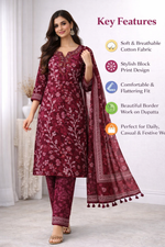Women Printed Cotton Kurta Set | Stylish Ethnic Wear Kurti for Daily & Casual Use | Comfortable Regular Fit