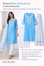 Women’s Embroidered Kurta Set | Stylish Cotton Kurti for Women | Casual & Festive Wear Kurta (Multiple Colours)