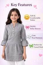 Kids Girls Stylish Kurti Top (XL Size Only) | Cotton Blend Casual Wear Top for Girls