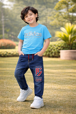 Kids Stylish Printed T-Shirt | Soft Cotton Boys Casual Wear | Trendy Summer T-Shirt (Black, Red, Sky Blue)