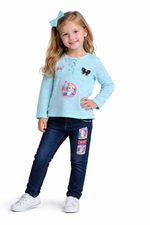 Girls Barbie Printed Pink Top with Denim Jeans Set | Stylish Kids Casual Outfit (2-Piece Set)