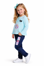 Girls Barbie Printed Pink Top with Denim Jeans Set | Stylish Kids Casual Outfit (2-Piece Set)