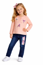 Girls Barbie Printed Pink Top with Denim Jeans Set | Stylish Kids Casual Outfit (2-Piece Set)