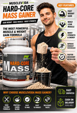 MuscleVeida Hard-Core Mass Gainer 2.7kg (6lbs) | Fast Weight Gain & Muscle Builder Supplement