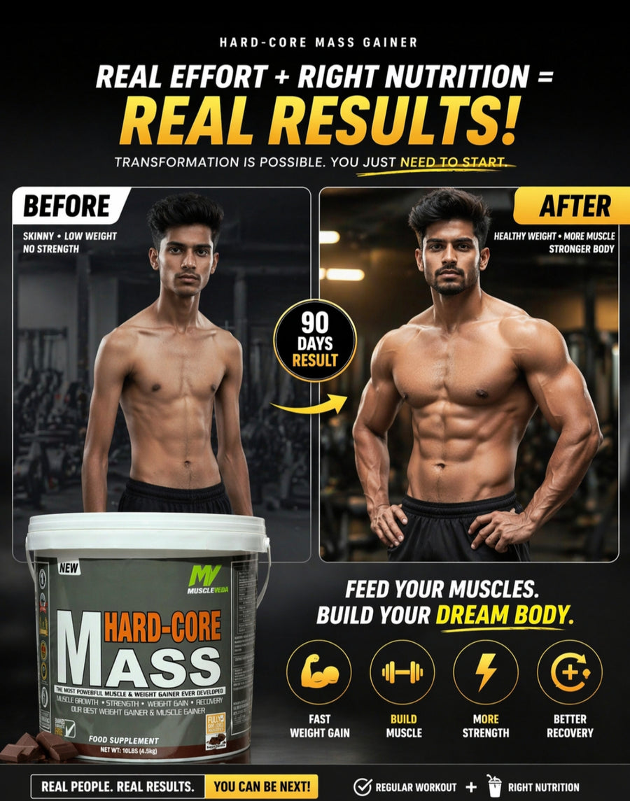 Hard-Core Mass Gainer 4.5kg | High Calorie Weight Gain Powder | Muscle Building & Strength Booster Supplement