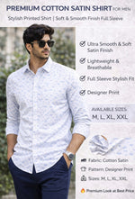 Premium Partywear Cotton Satin Shirt for Men | Stylish Printed Shirt | Soft & Smooth Finish
