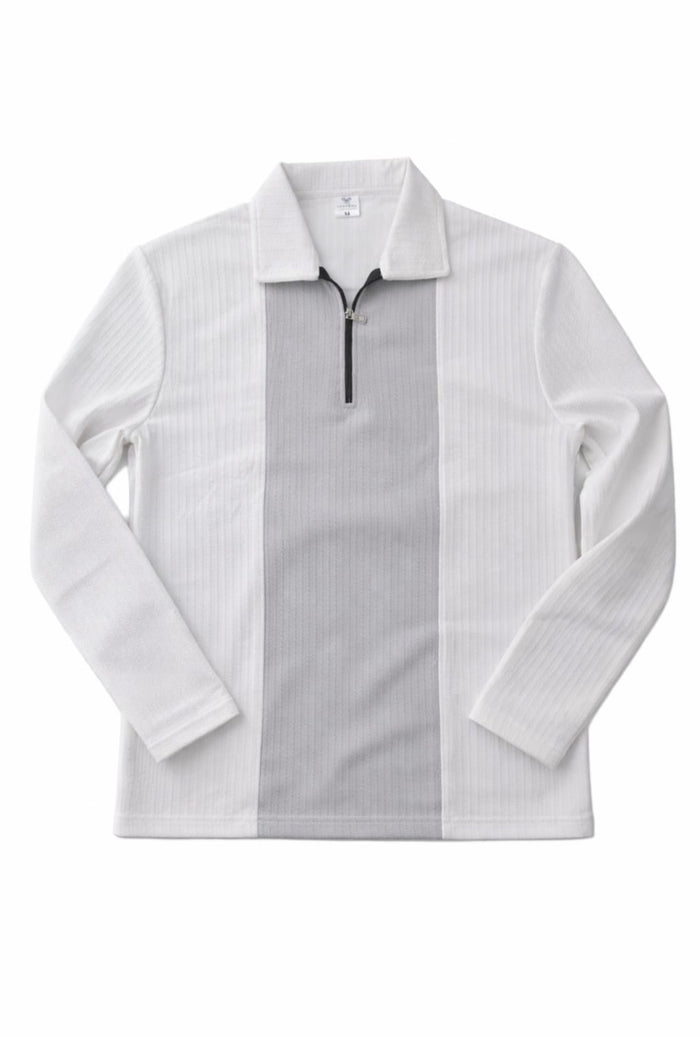 Men Premium Zipper Polo T-Shirt | Ribbed Texture Full Sleeve Casual Wear | Stylish Summer Knit Top