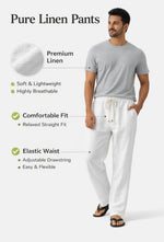 Men’s Pure Linen Pajama | Premium White Linen Lounge Pants for Men | Comfortable Summer Wear Drawstring Pajama