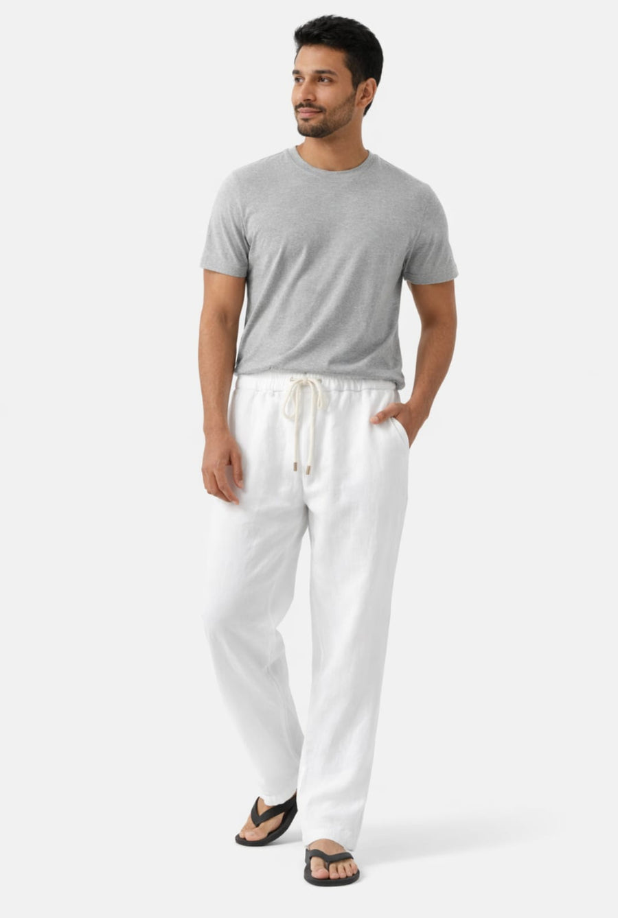Men’s Pure Linen Pajama | Premium White Linen Lounge Pants for Men | Comfortable Summer Wear Drawstring Pajama