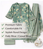 Women Floral Printed Kurta Pant Dupatta Set | Stylish Ethnic 3 Piece Set | Daily & Festive Wear