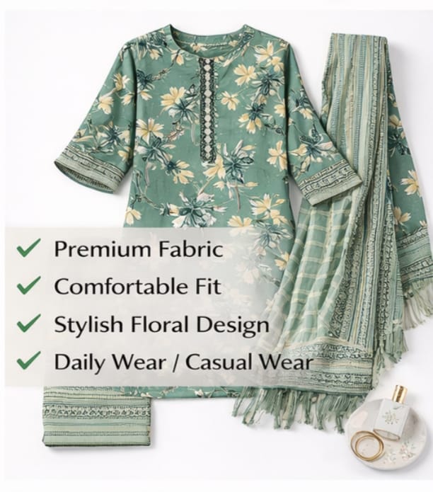 Women Floral Printed Kurta Pant Dupatta Set | Stylish Ethnic 3 Piece Set | Daily & Festive Wear