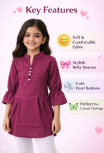 Kids Girls Stylish Kurti Top (XL Size Only) | Cotton Blend Casual Wear Top for Girls