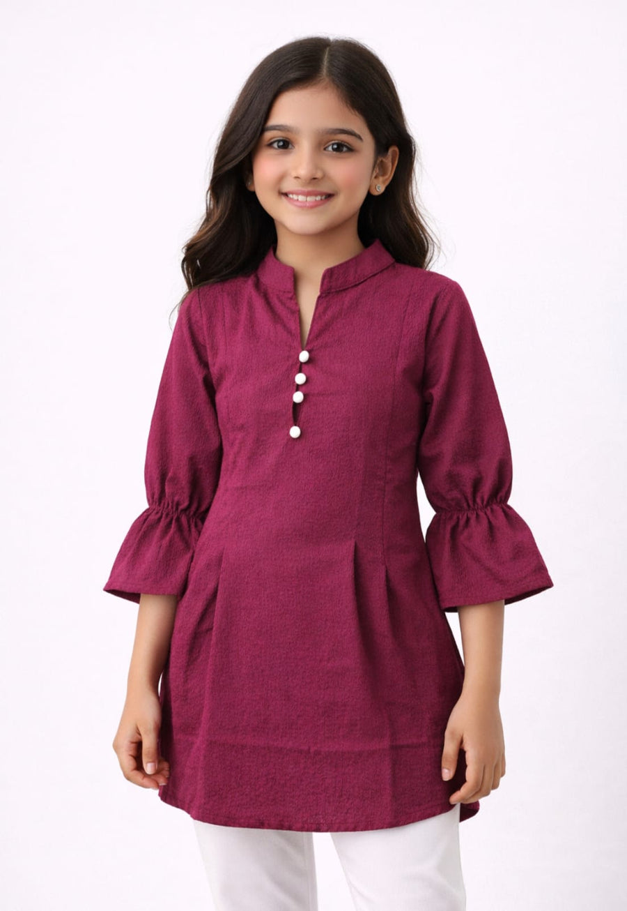 Kids Girls Stylish Kurti Top (XL Size Only) | Cotton Blend Casual Wear Top for Girls