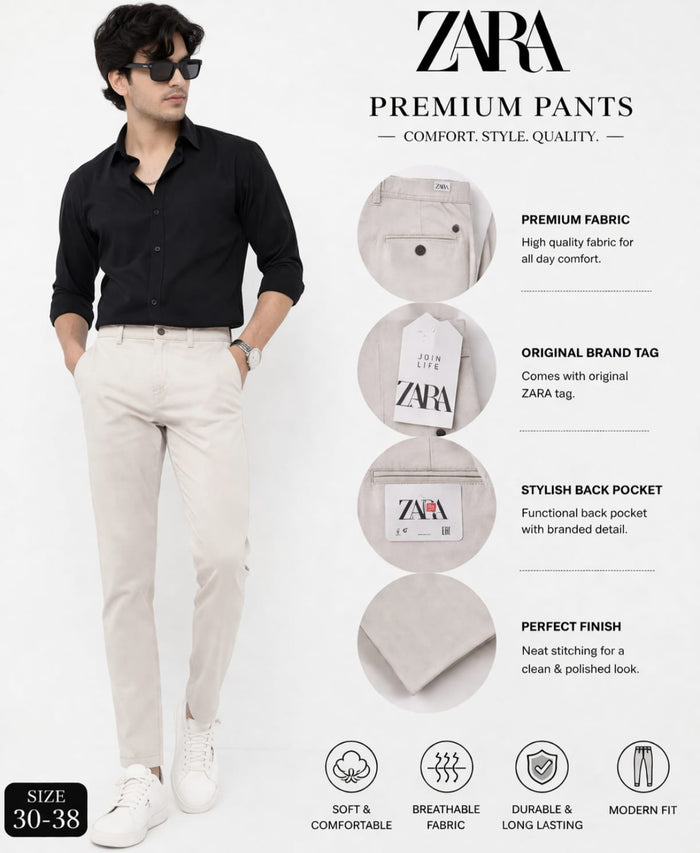 Stylish Men’s Cotton Pants Slim Fit | Casual & Formal Wear (28–36 Sizes)