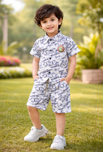 Kids Stylish Printed Shirt & Shorts Co-ord Set | Premium Cotton Casual Wear for Boys | Summer Outfit (2–6 Years)