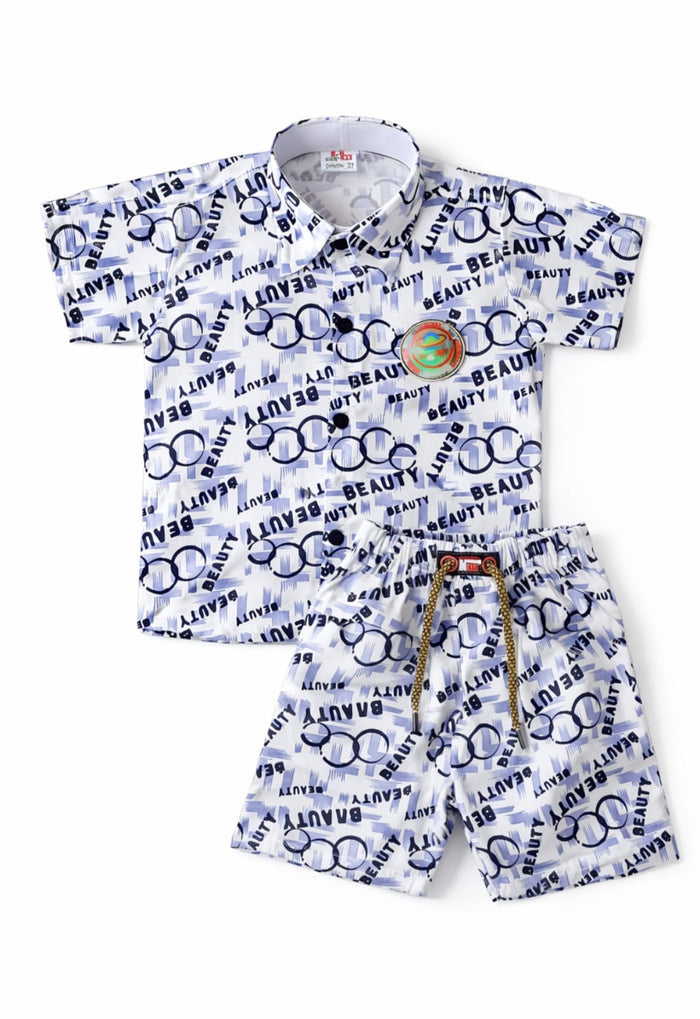 Kids Stylish Printed Shirt & Shorts Co-ord Set | Premium Cotton Casual Wear for Boys | Summer Outfit (2–6 Years)