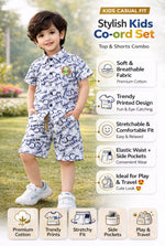 Kids Stylish Printed Shirt & Shorts Co-ord Set | Premium Cotton Casual Wear for Boys | Summer Outfit (2–6 Years)