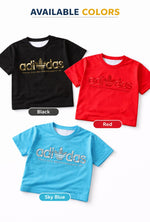 Kids Stylish Printed T-Shirt | Soft Cotton Boys Casual Wear | Trendy Summer T-Shirt (Black, Red, Sky Blue)