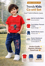 Kids Stylish Printed T-Shirt | Soft Cotton Boys Casual Wear | Trendy Summer T-Shirt (Black, Red, Sky Blue)